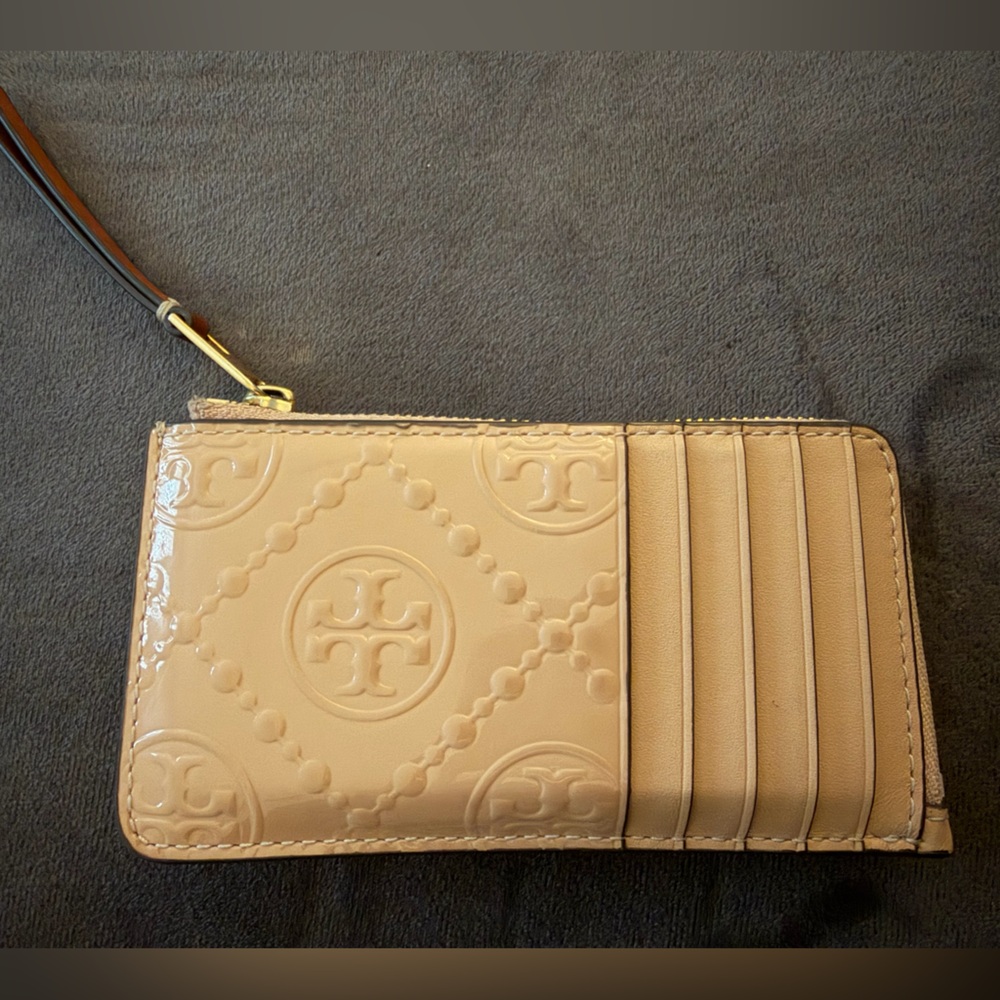 Tory Burch T Monogram Leather Zip Card Case